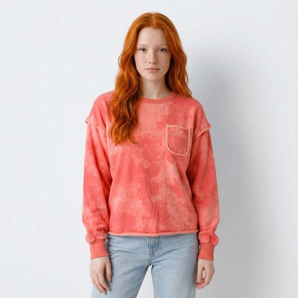 Converse Sweatshirt Size XS Pink Tie Dye Pullover Pocket